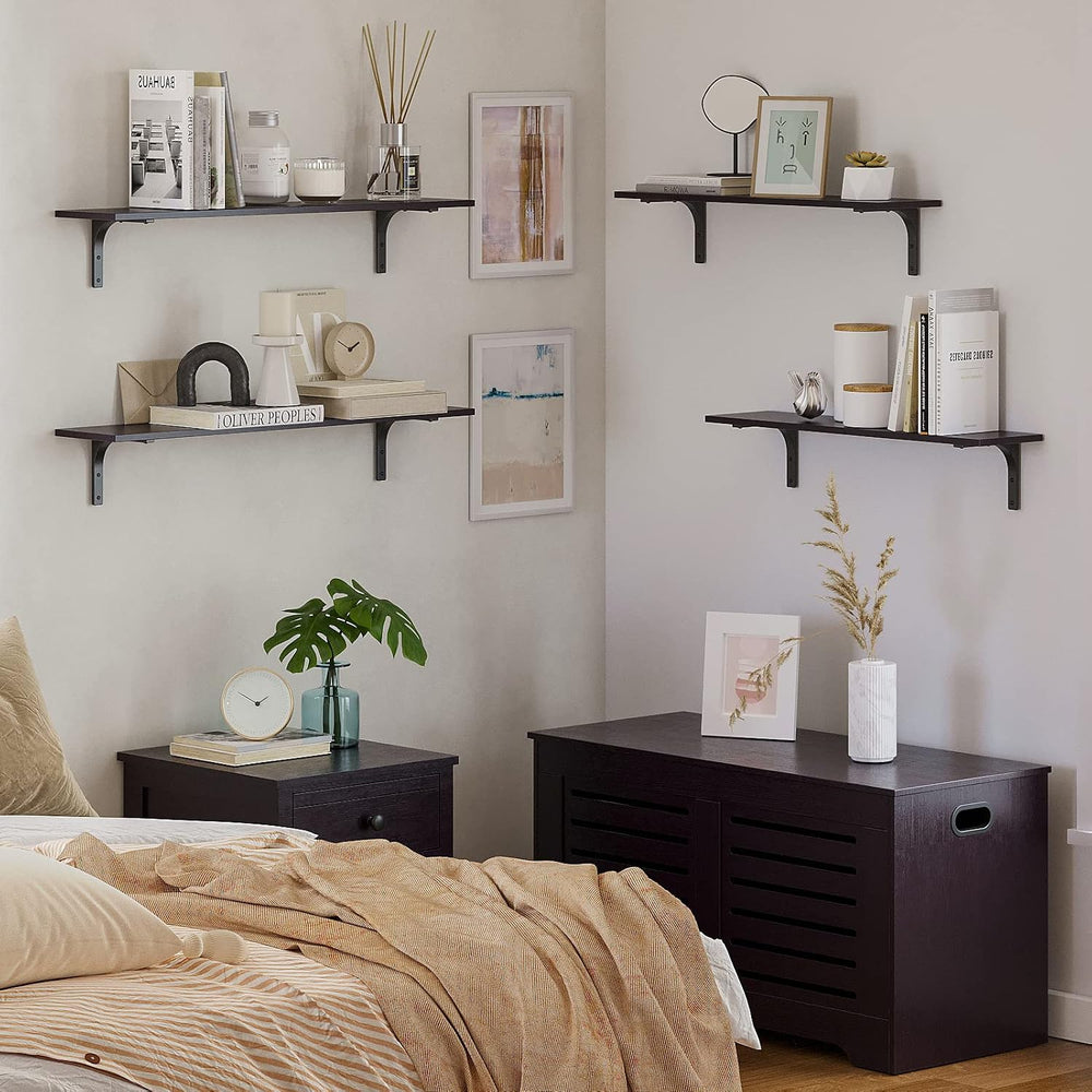 DINZI LVJ Long Wall Shelves, 31.5Inch Wooden Wall Mounted Shelves, Set of 2