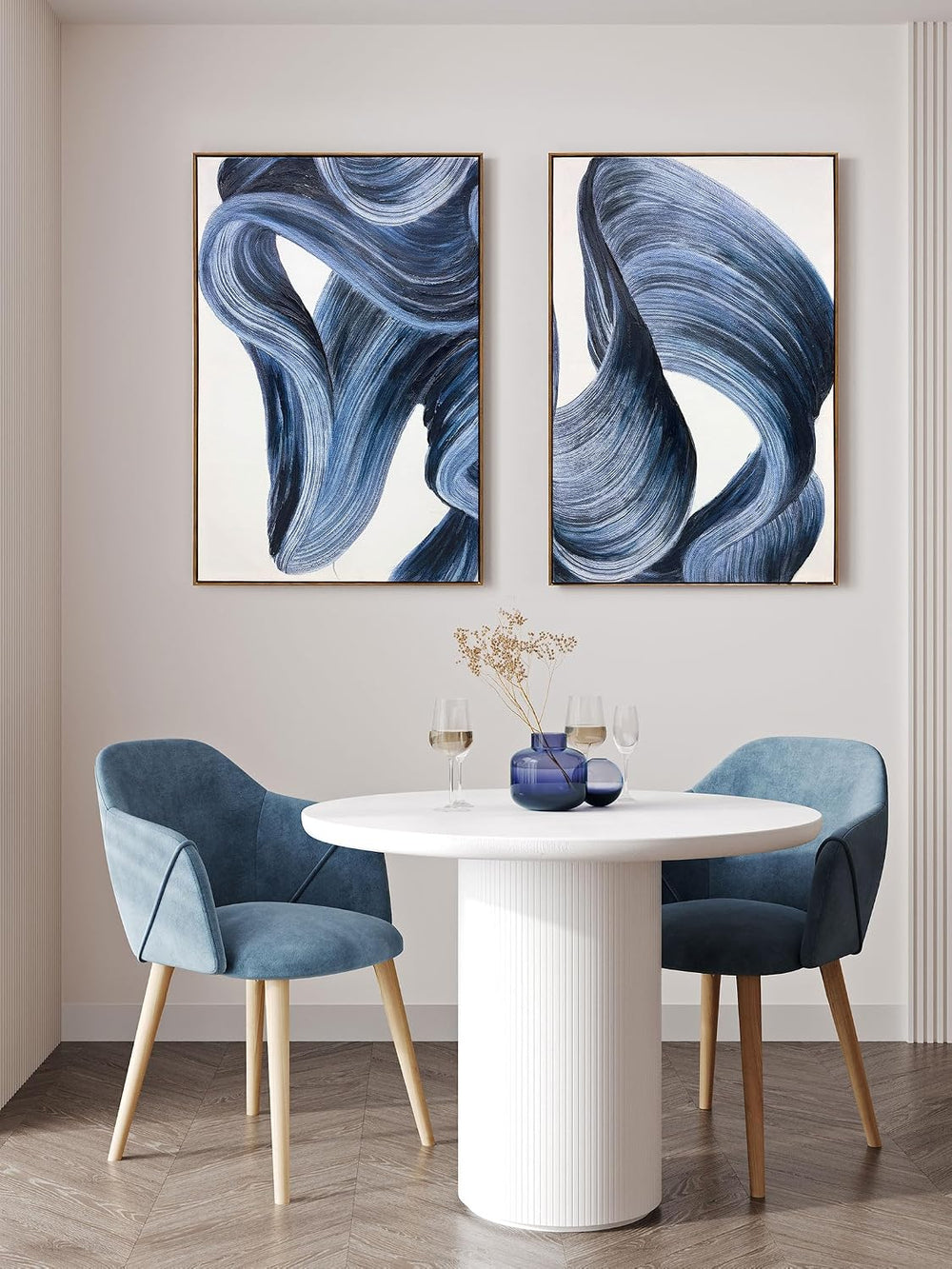 Zessonic Large Blue Abstract Modern Minimalist Graffiti Wall Art,24"x36&...