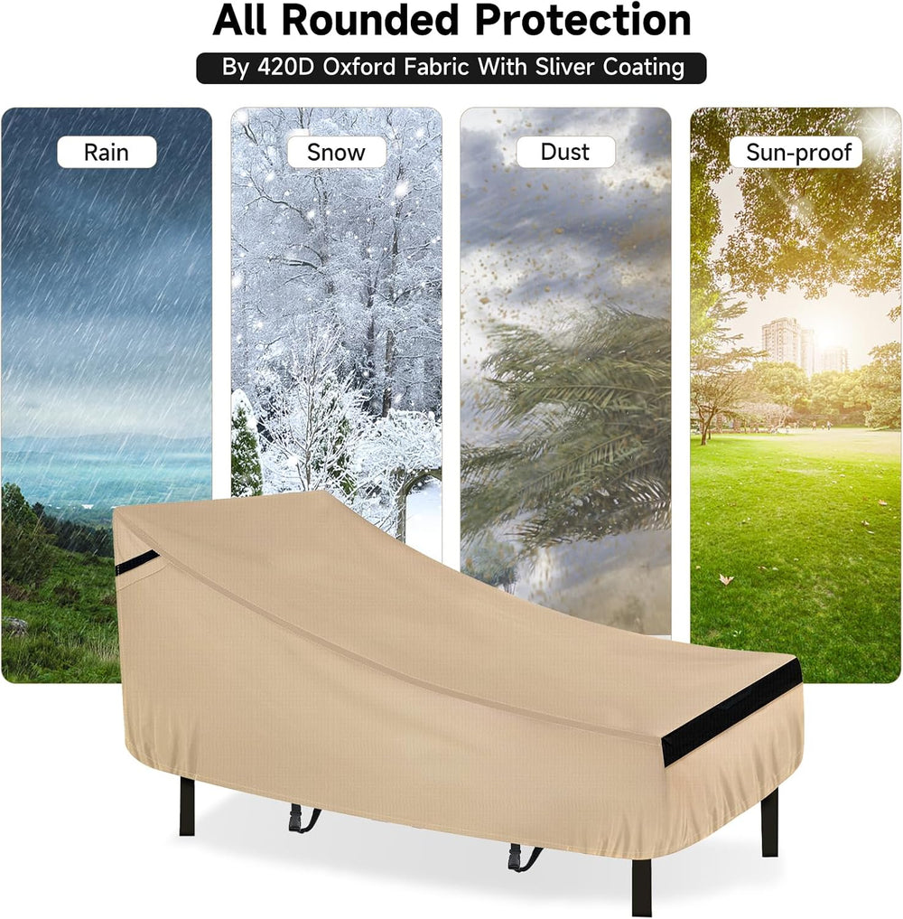 NEVERLAND Lounge Chair Covers 2 Pack 420D Waterproof Heavy Duty 78”x34“x32”