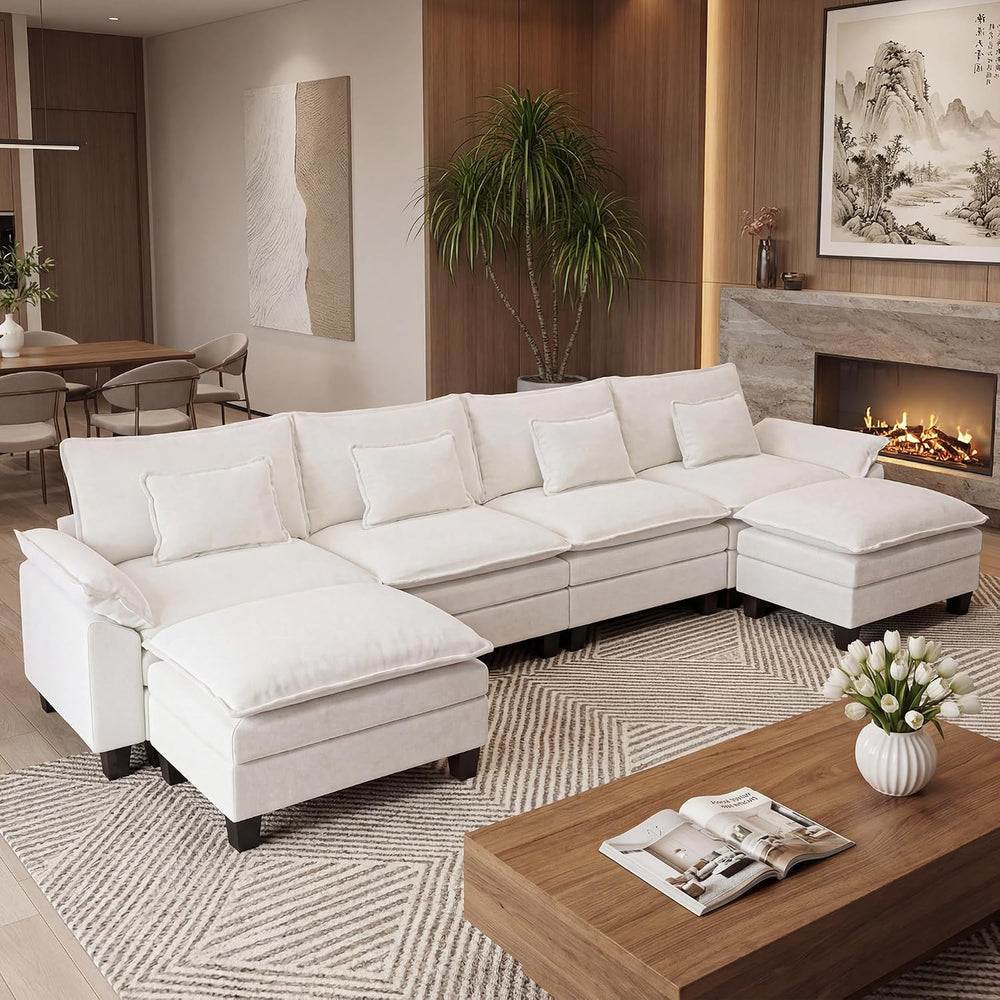 URRED Oversized Modular Sectional Sofa，Ivory：157" U Shaped