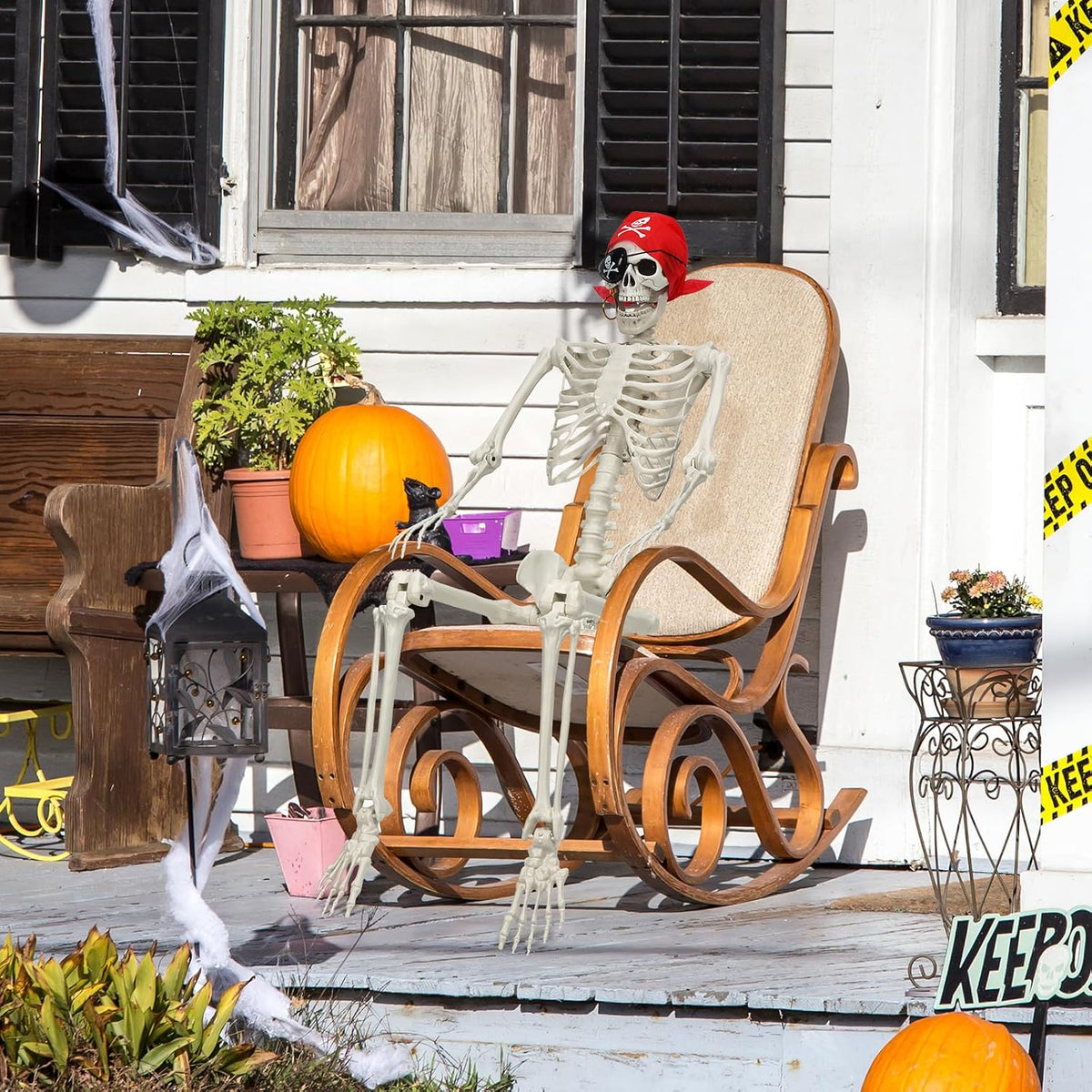 MyoGrip 5.5 FT Skeleton Halloween Decorations, Posable Full Body Life-Size Skeleton Prop with Movable Joints for Halloween Decorations Haunted House Outdoor Yard Prop