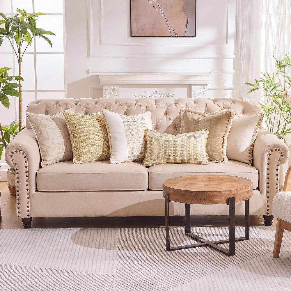 Ivory & Gold Decorative Throw Pillow Covers 20"x20"