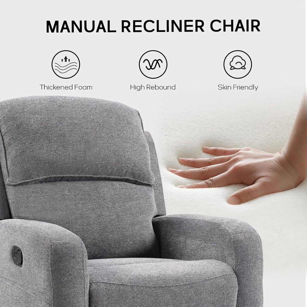EBELLO Manual Living Room Furniture Reclining Couch Set, Soft Fabric Recliner...