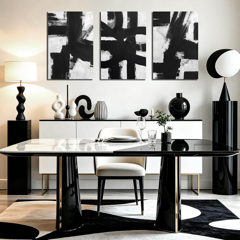MXUNYZ Black and White Abstract Canvas Wall Art for Living Room