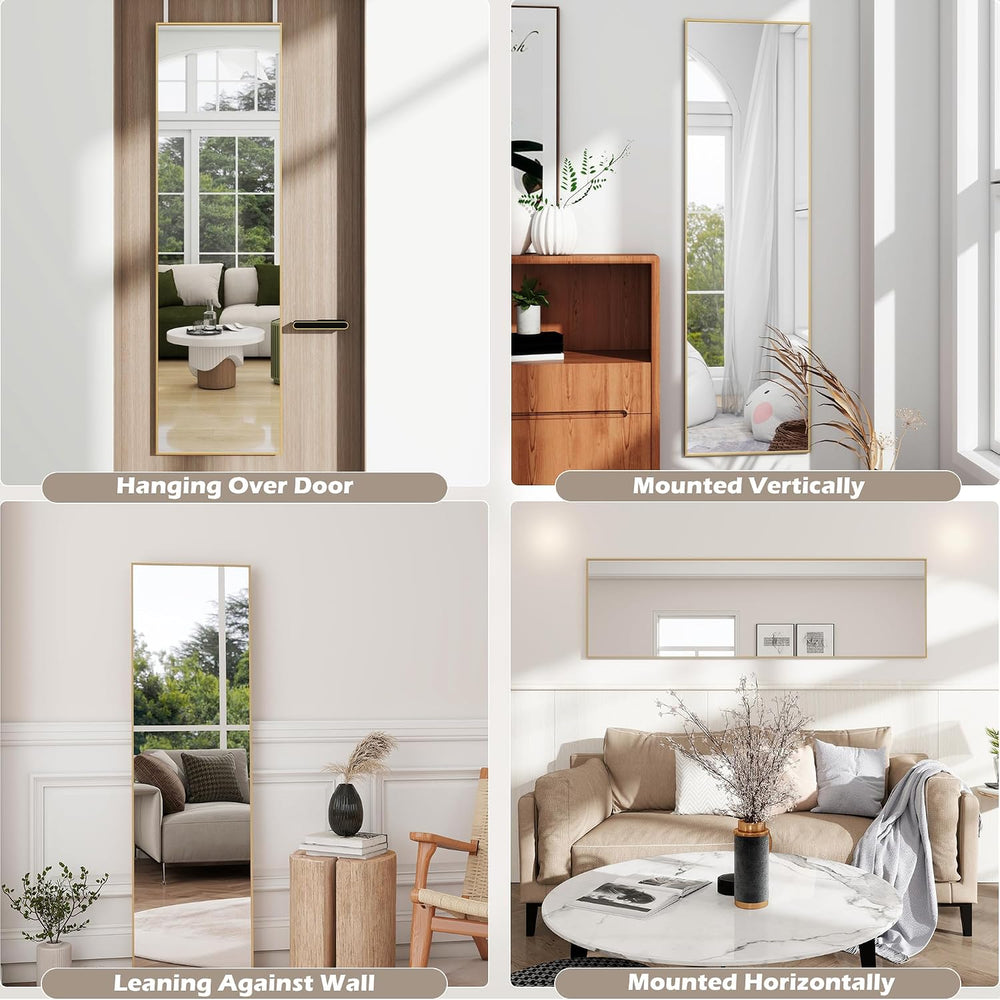 48"x 14" Over the Door Mirror Full Length, Full Body Mirror, Gold