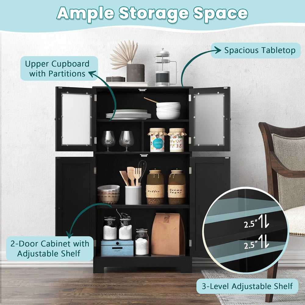 COSTWAY Bathroom Storage Cabinet, Wooden Linen Storage Organizer Cupboard wit...