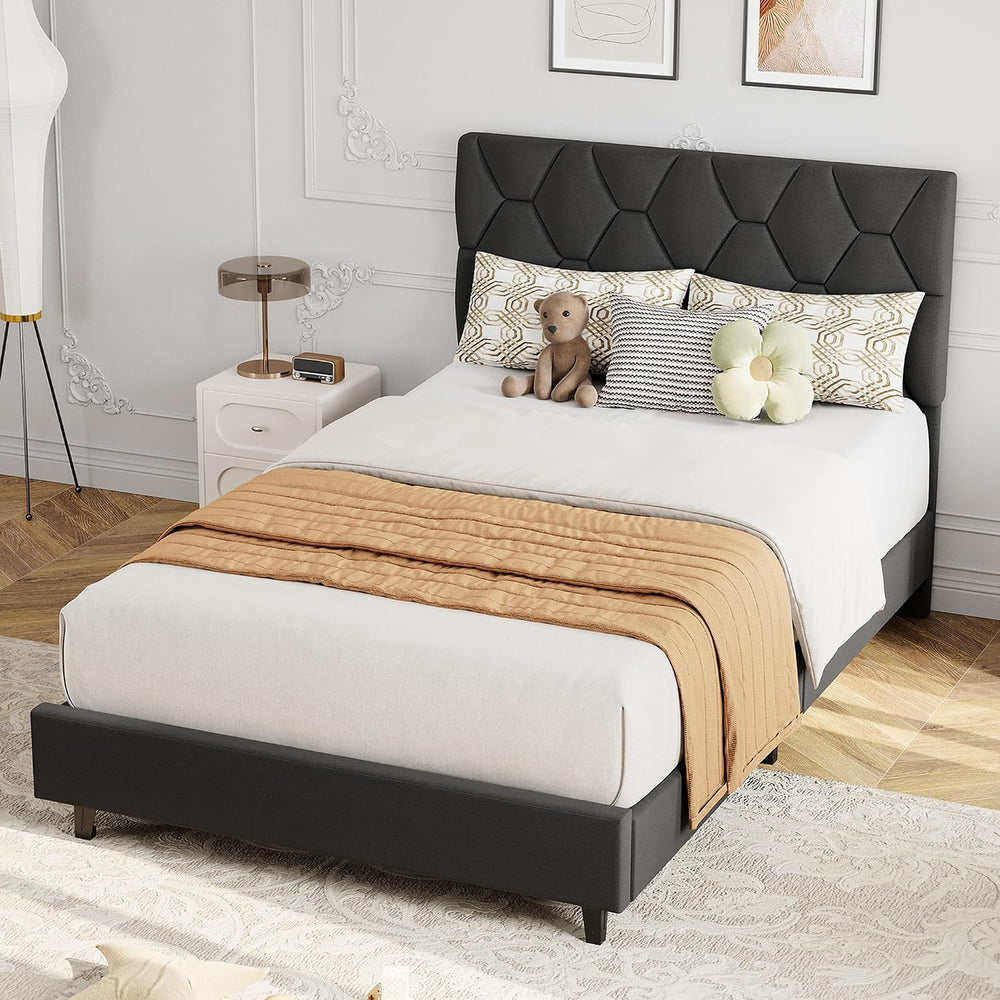 GAOMON Twin XL Platform Bed Frame with Adjustable Upholstered Headboard