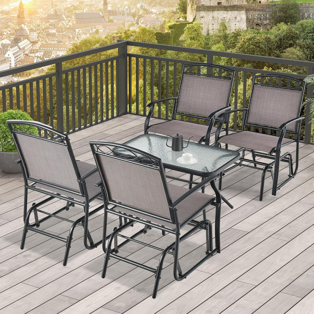 GIANTEX Patio Glider Chairs Set - 2 PCS Gliding Rocking Chairs w/Weather-Resi...