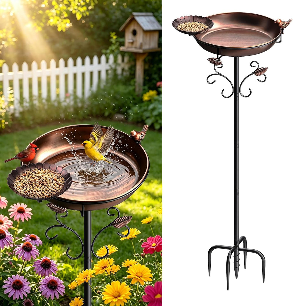 50" Tall Metal Bird Bath for Outside, Outdoor Water Feeder Bowl