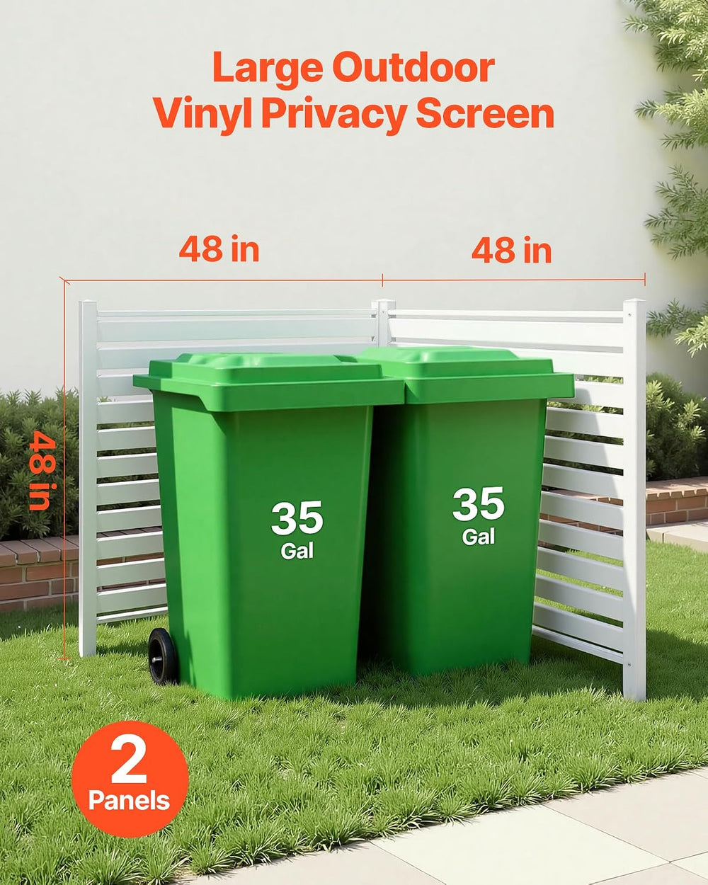 VEVOR 48" W x 48" H Vinyl Fence Panels, Air Conditioner Fence, Outd...