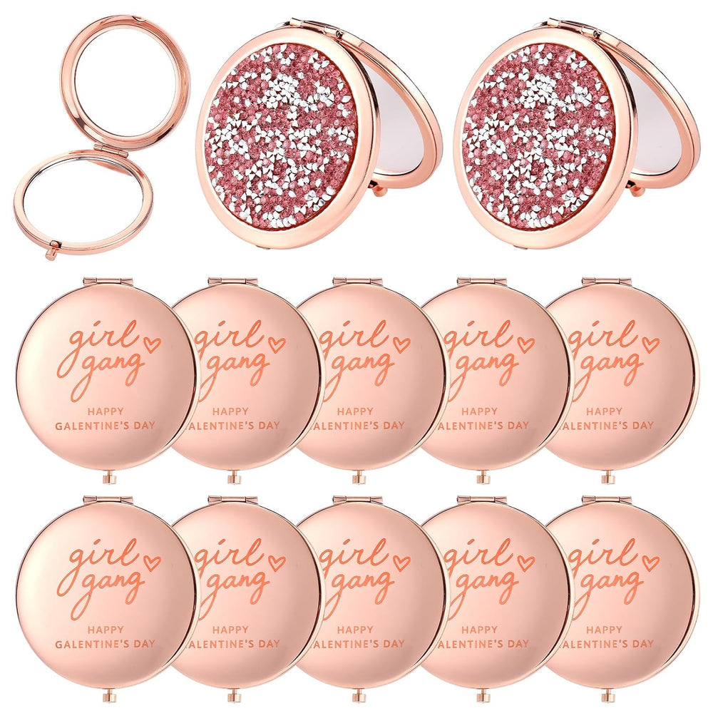Thyle 12 Pcs Galentine's Day Gifts Compact Mirror for Purse, Double-Sided...