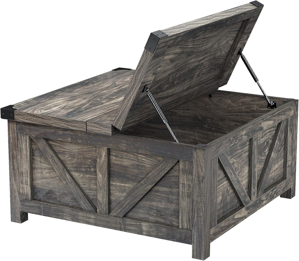 jimeimen 35.6" Farmhouse Lift Top Coffee Table with Storage, Square Coff...