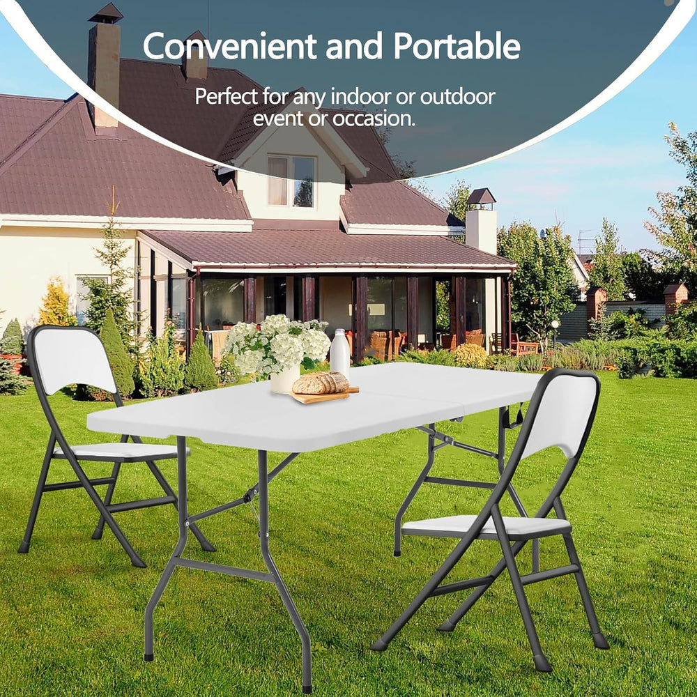 2 Pack 6ft Table Large Folding Table White Folding Table with Portable Carryi...