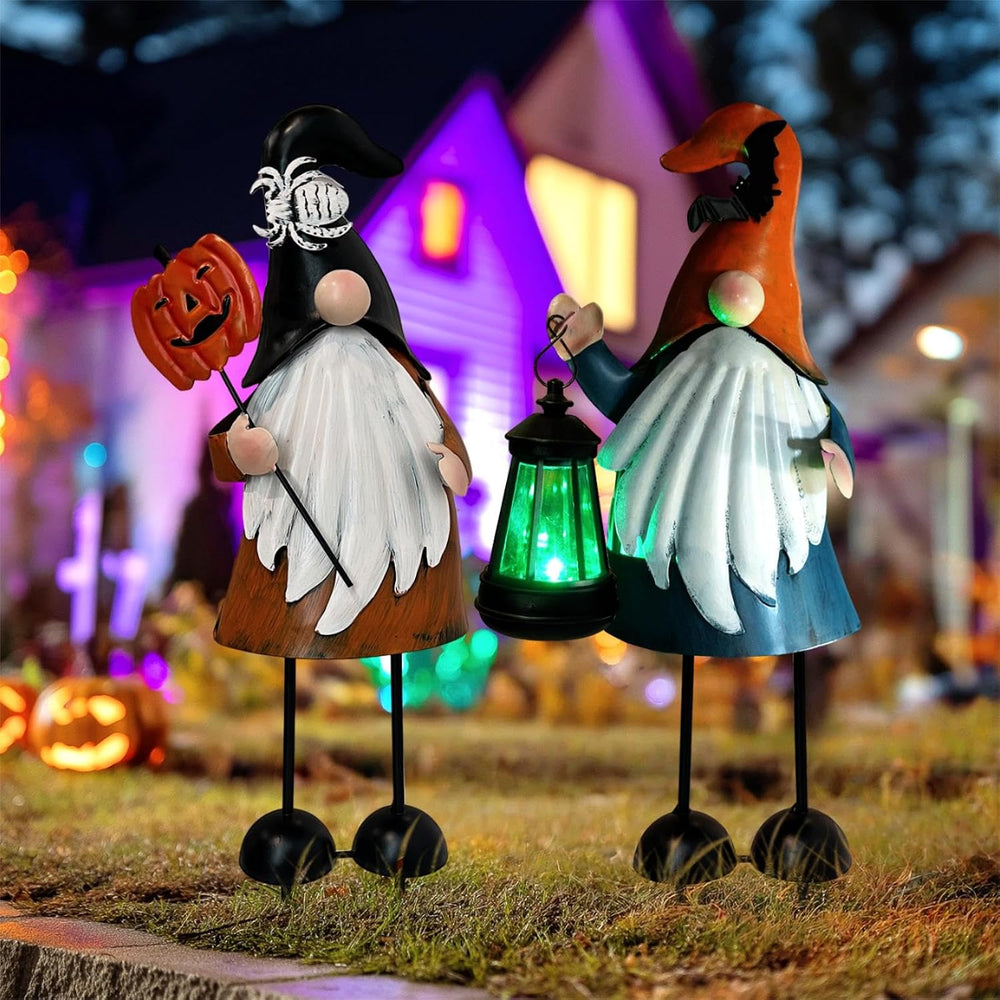 HONGLAND Halloween Decorations Outdoor Solar Gnomes with LED Lantern, Gnomes ...