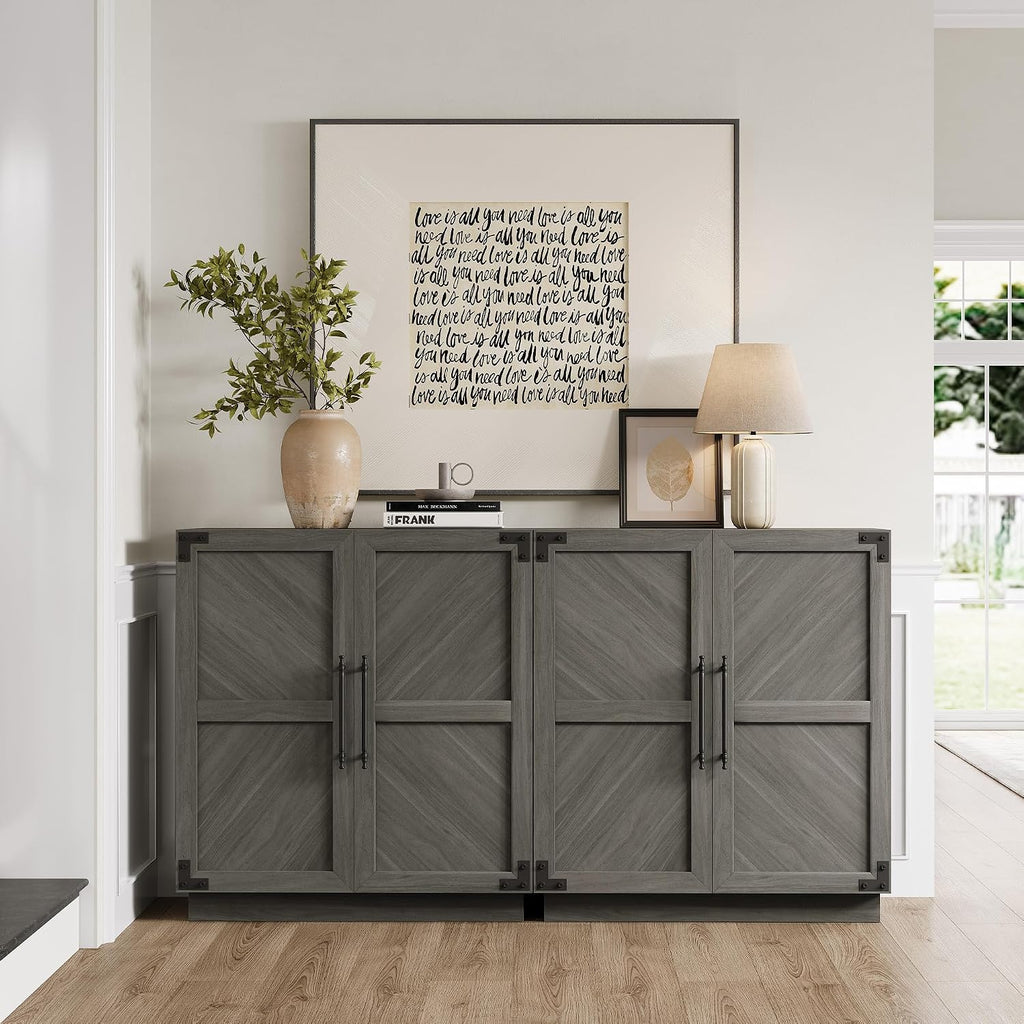 SICOTAS Large Modern Industrial Sideboard Buffet Cabinet with Storage Doors