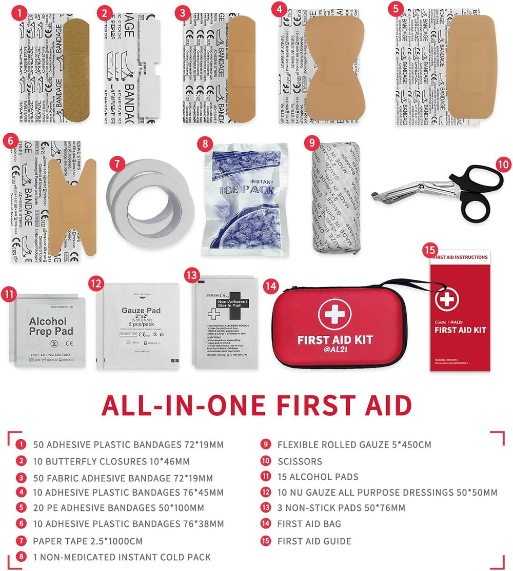 @AL21 All-Purpose First Aid Kit 184 Pieces, Emergency Kit for Home, Travel, C...