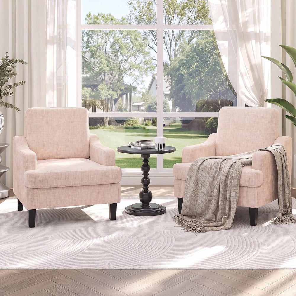 Garvee 2Pcs Accent Chair, Upholstered Armchair for Living Room, Pink