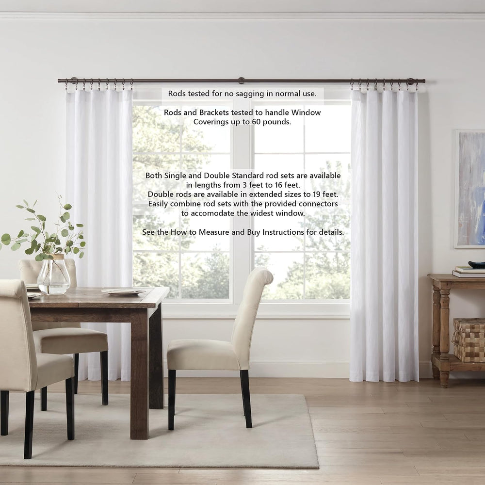 Cambria Designer Matte Brown Luxury Fixed Length Curtain Rod - 3.5 ft