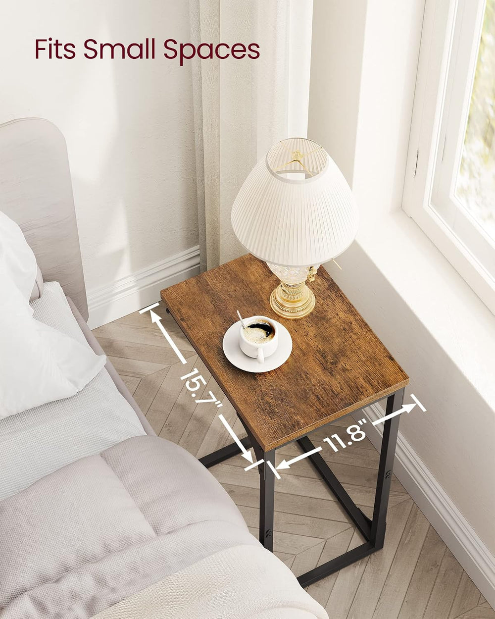 VASAGLE C-Shaped End Table Set of 2, Small Sofa Side Table with Metal Frame