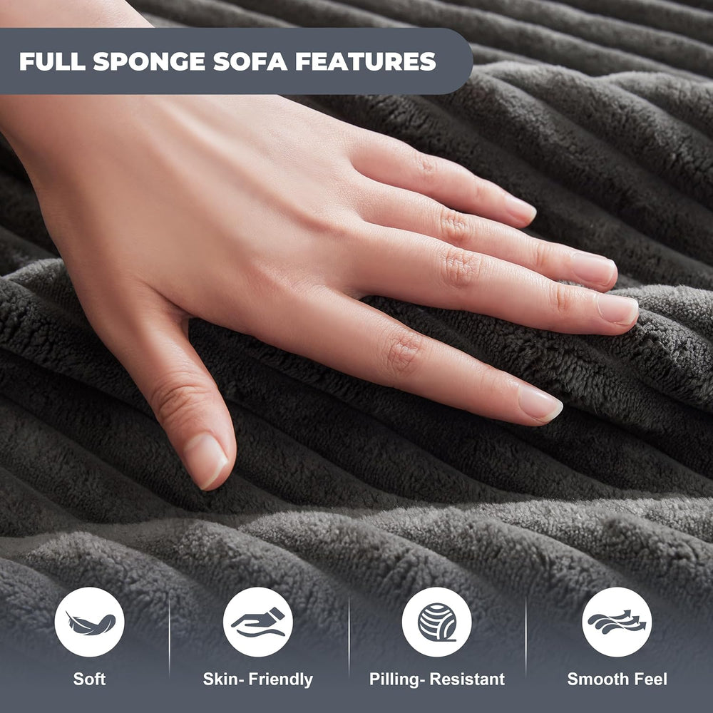 Mangodan Cloud Sectional Sofa, Boneless Couch for Living Room, Dark Grey