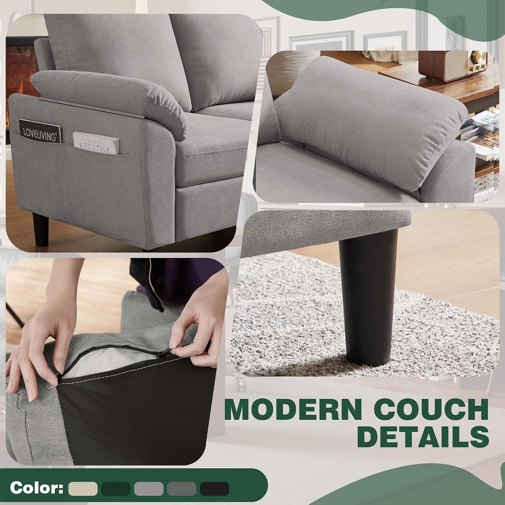 80" Convertible Sectional Sofa, Small L Shaped 3 Seat Couch with Reversi...