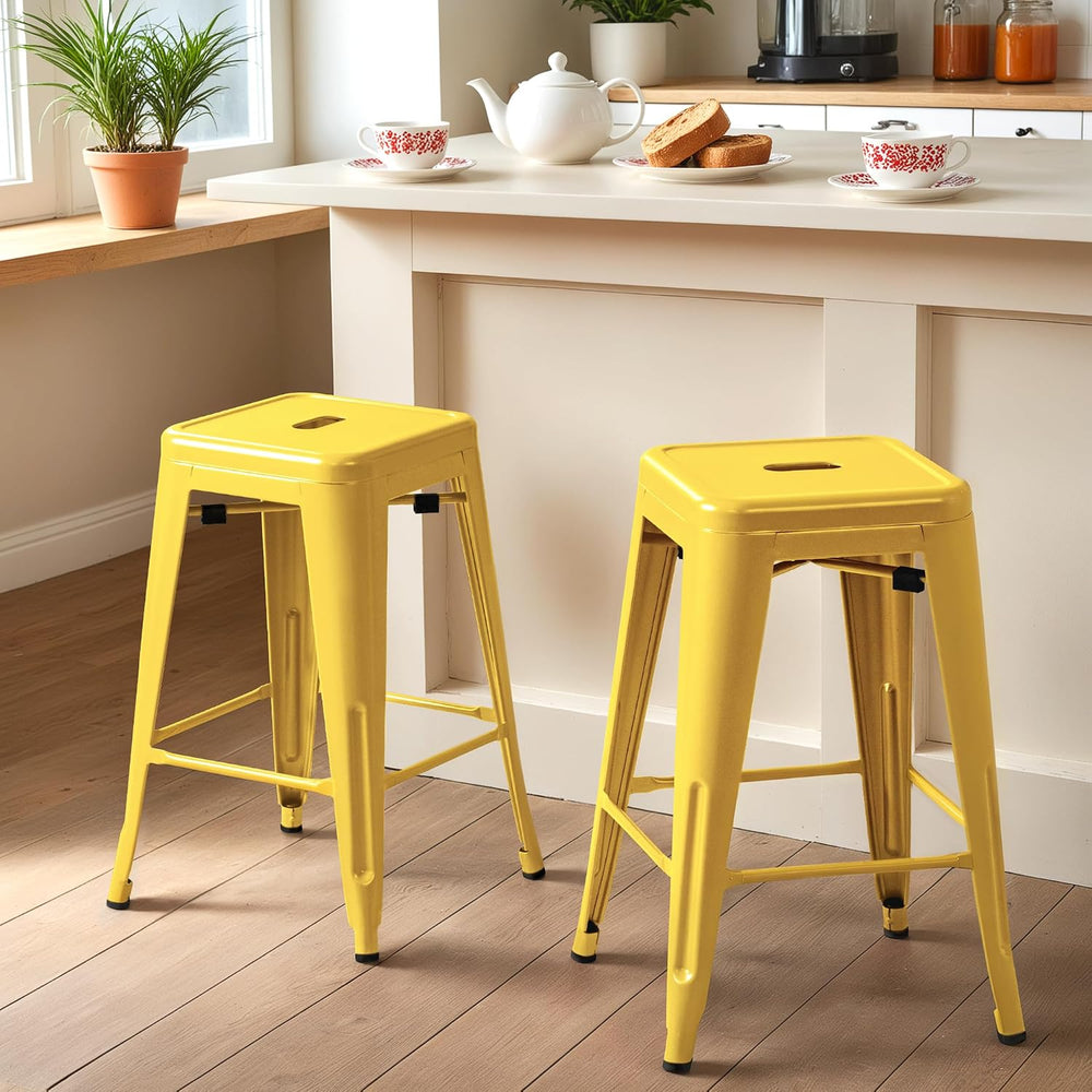 Furmax 24 Inch Metal Bar Stools Set of 4, Counter Height Bar Stools Height Hi...