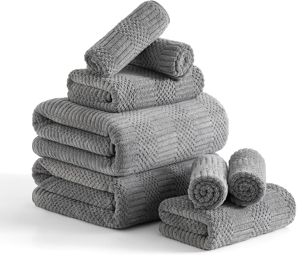 8 Piece Bath Towel Set-2 Oversized Bath Sheets(35"x70"),2 Hand Towe...