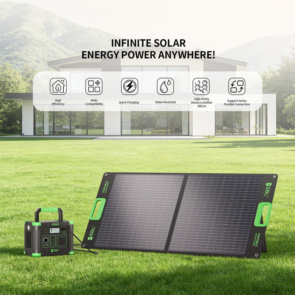 EBL 100W Portable Solar Panel for Jackery/Ecoflow/Bluetti Power Station
