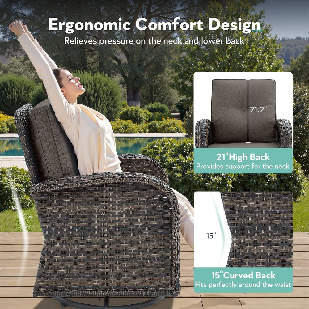 2 in 1 Porch Glider Swivel Chair - Wicker Patio Furniture Outdoor Swivel Rock...