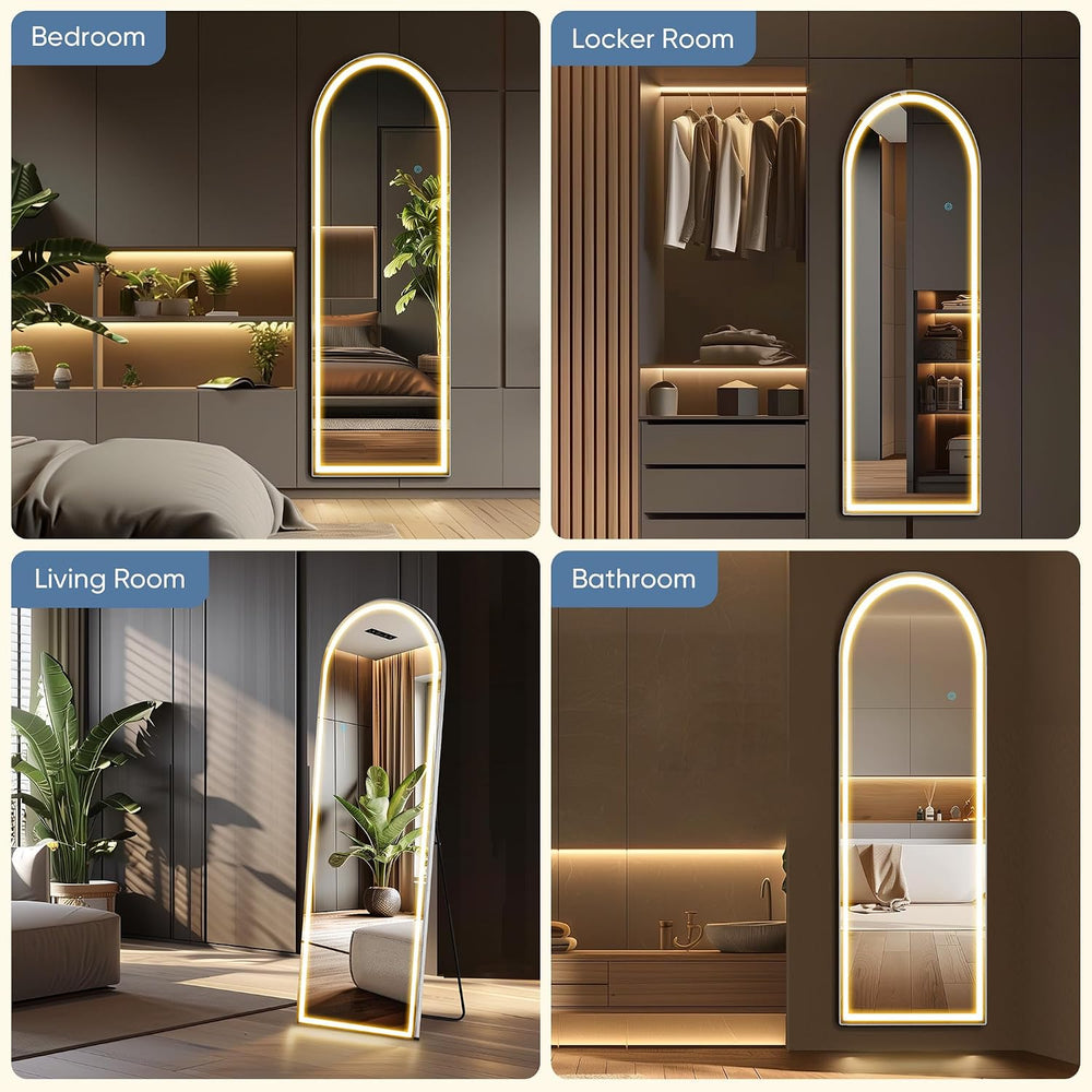 DUMOS Arched Full Length Mirror Lighted, 20"x63" LED Floor Standing...