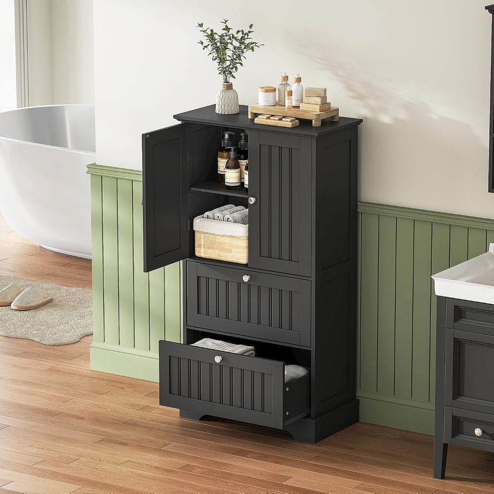 Treocho Bathroom Floor Cabinet with 2 Drawers and Adjustable Shelf
