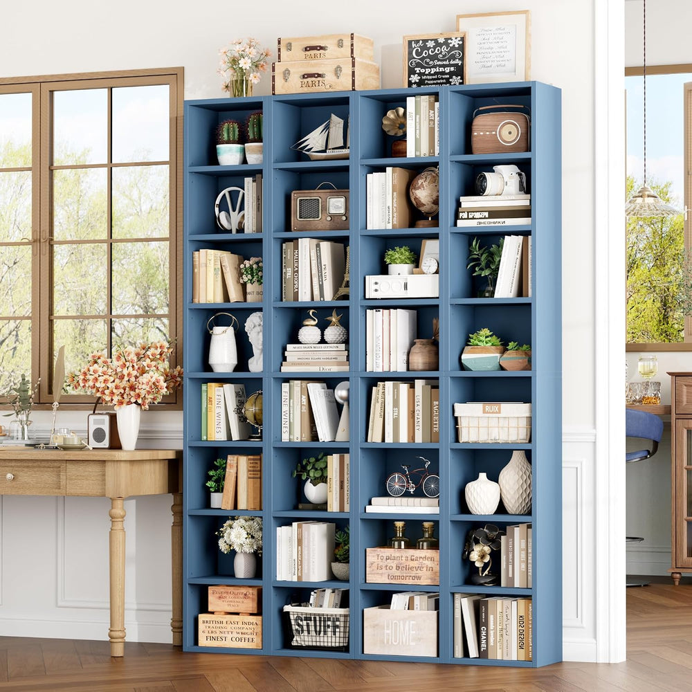 FOTOSOK Bookshelf Bookcase 8-Tier Narrow Bookshelf Tall CD Media Tower Rack