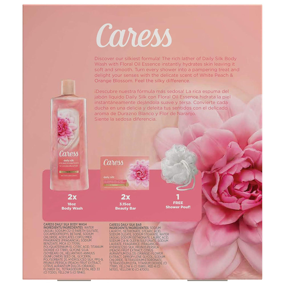 Caress Daily Silk Bar Soap & Hydrating Body Wash Gift, 4 count