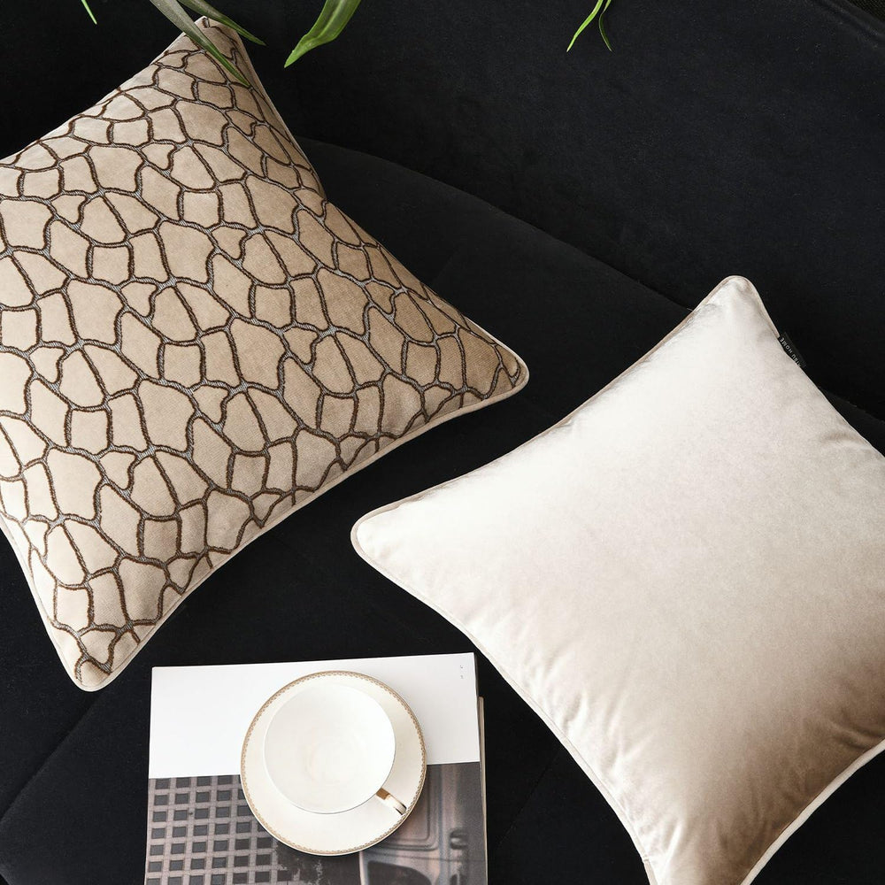 20x20 Cream Cut Velvet Pillow Covers with Raised Texture