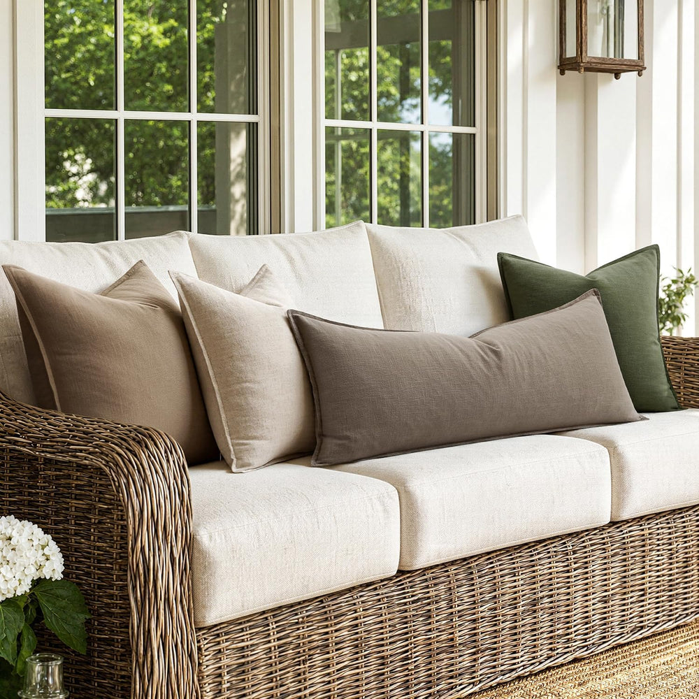 MIULEE Decorative Linen Lumbar Pillow Cover 14x36 Inch Dune