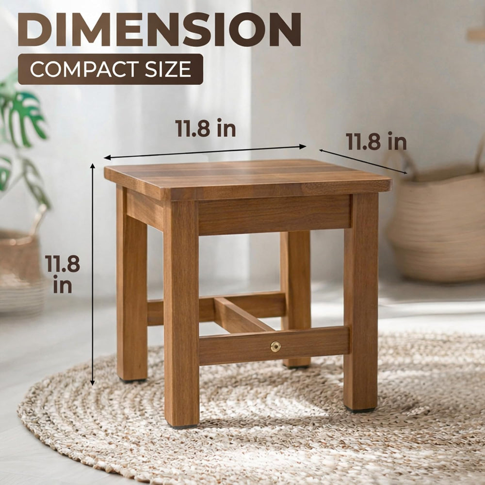 Small Solid Wood Step Stool, Golden Teak, Home Kitchen Bathroom