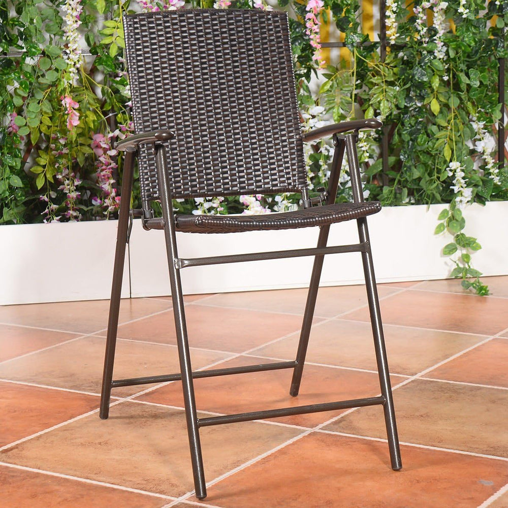 Tangkula 4 Piece Folding Patio Bar Chairs, Lightweight Portable Foldable Spac...