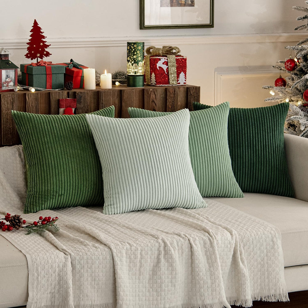 MIULEE Soft Corduroy Decorative Throw Pillow Covers Forest Green 22x22