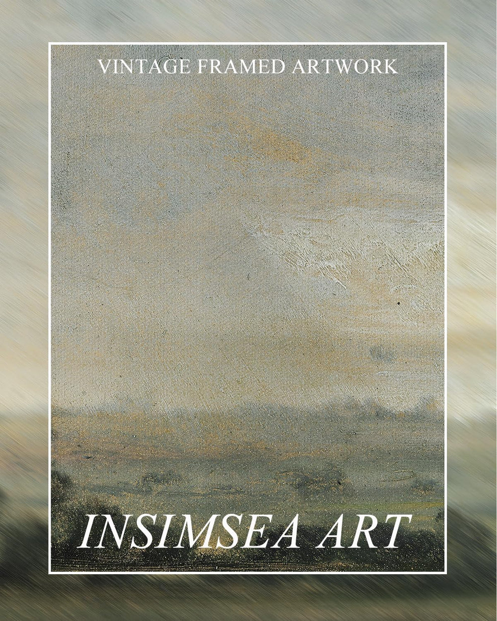 InSimSea Extra Large Framed Wall Art, Wild Field under Sky Prints,24x48inch