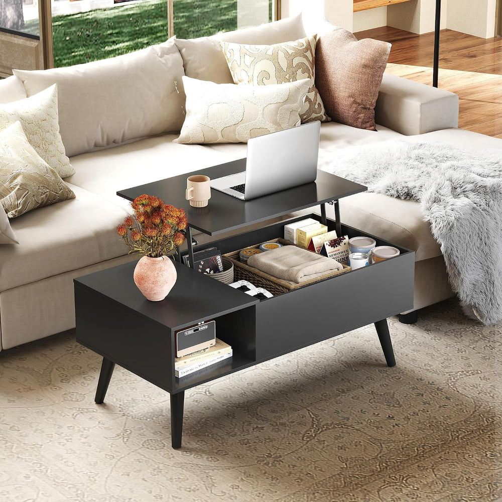 WLIVE Lift Top Coffee Table with Hidden Storage, Black