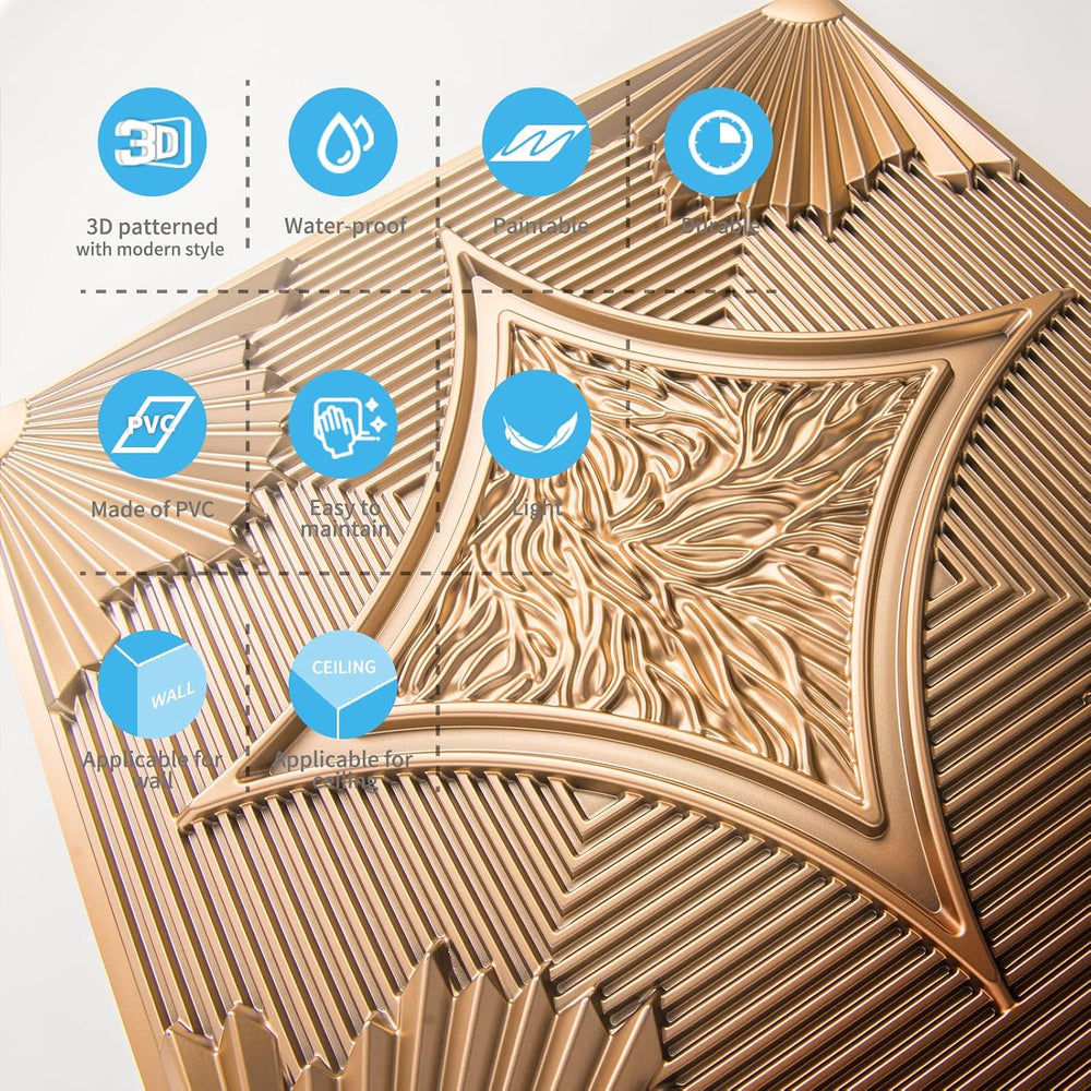 Art3d 12-Pack Waterproof 3D Drop Ceiling Tiles, 24 x 24 in, Bronze