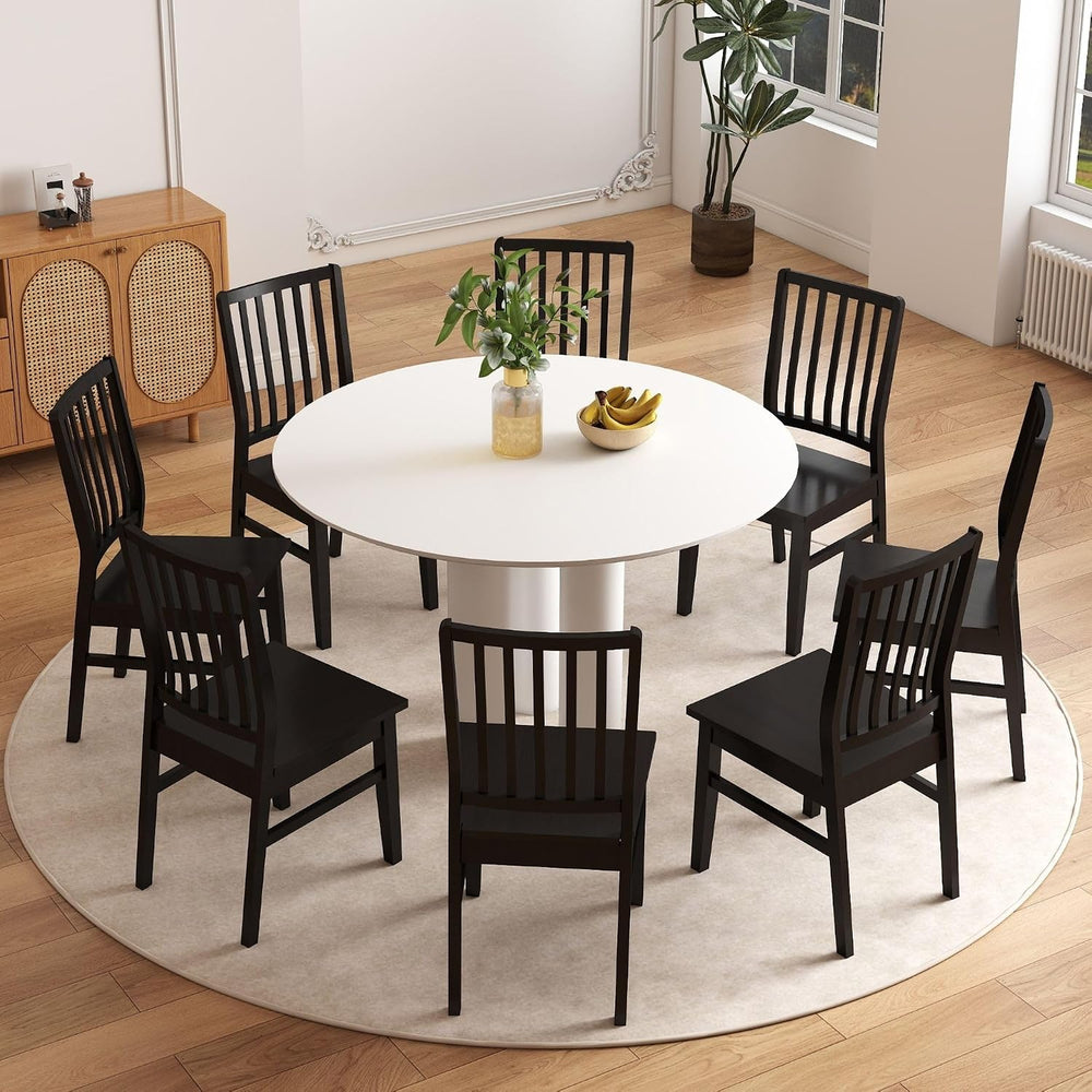 HNY Black Wood Dining Chairs Set of 4, Farmhouse Kitchen Chairs with High Bac...