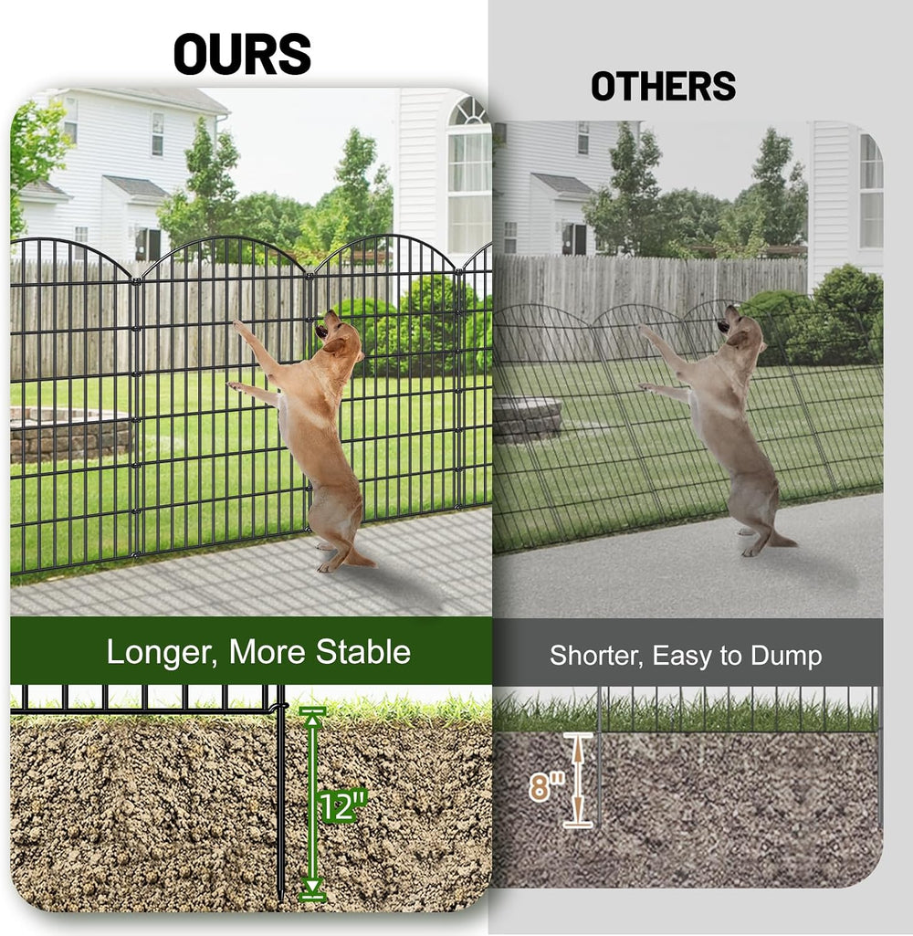 Metal Garden Fence 48 in x 20.3 ft, Tall Outdoor Dog Fence Panel for Yard