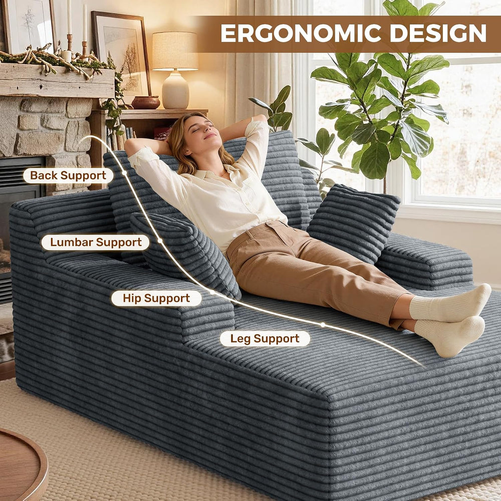 Nebuaegis 51'' Boneless Oversized Chaise Lounge Chair Indoor, Grey