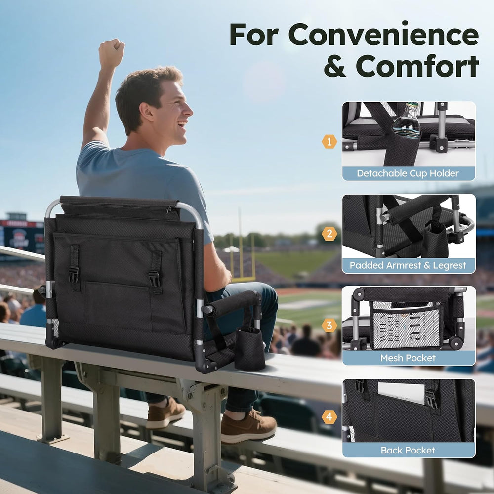 LET'S CAMP 2 Pack Folding Stadium Seats, Portable Bleacher Chairs