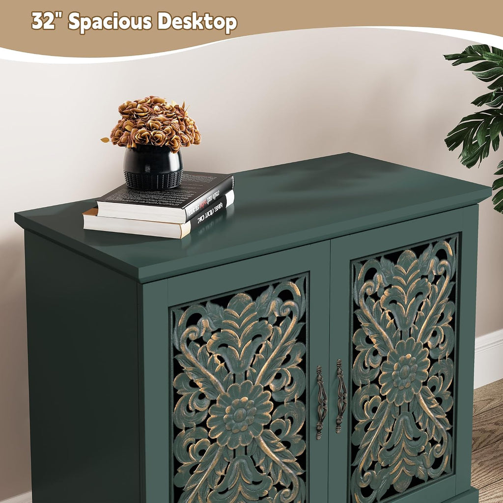 ARTPOWER Vintage Accent Cabinet with 2 Doors, Credenza for Living Room