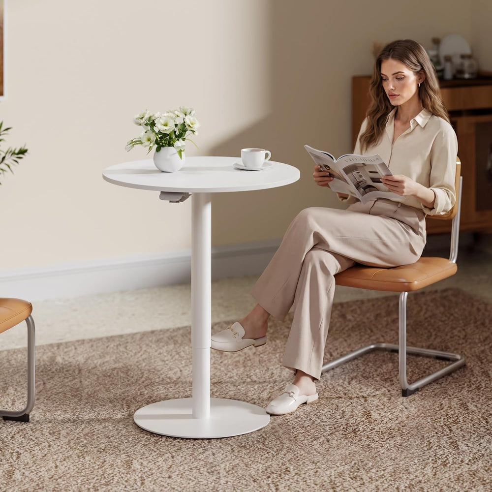 SANODESK 27.5'' Pneumatic Height Adjustable Round Dining Table Bar Table