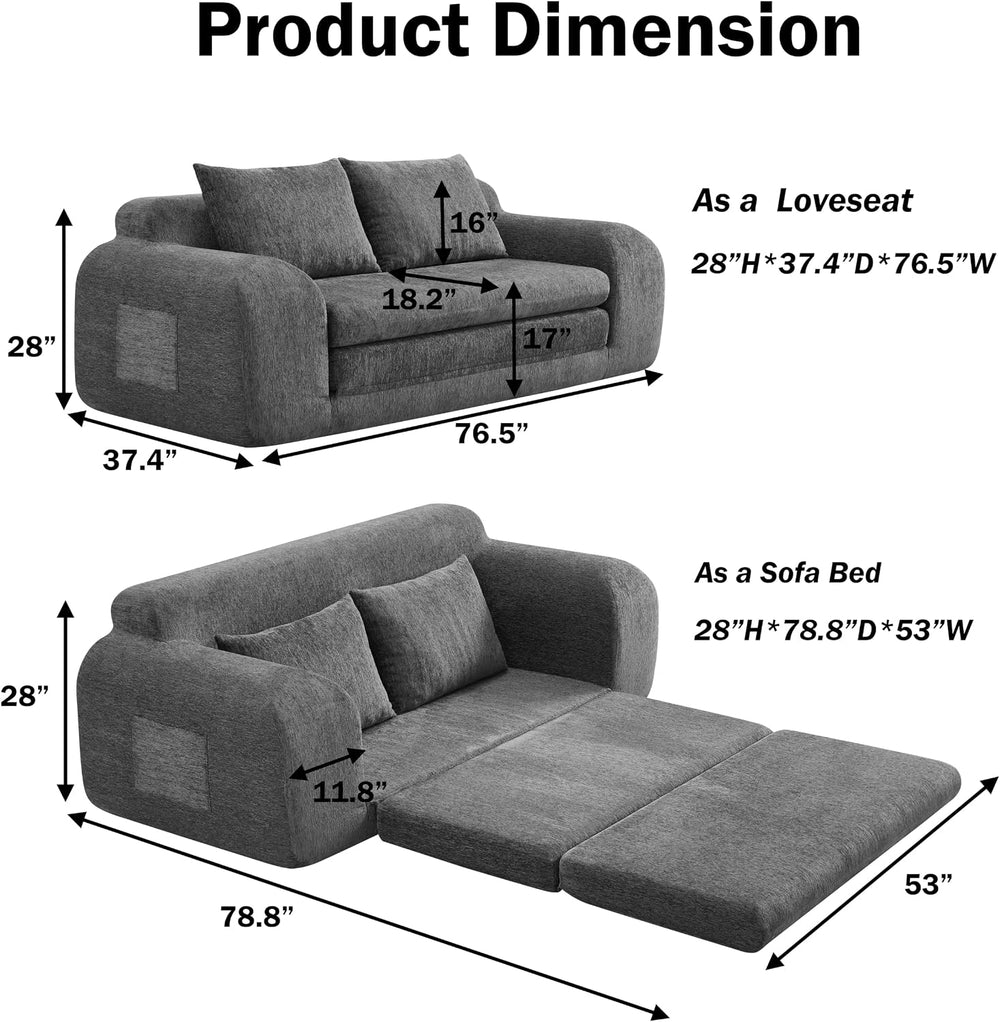 Fold Out Chair Bed, Folding Sofa Bed, 2 in 1 Convertible Sleeper Chair Bed fo...