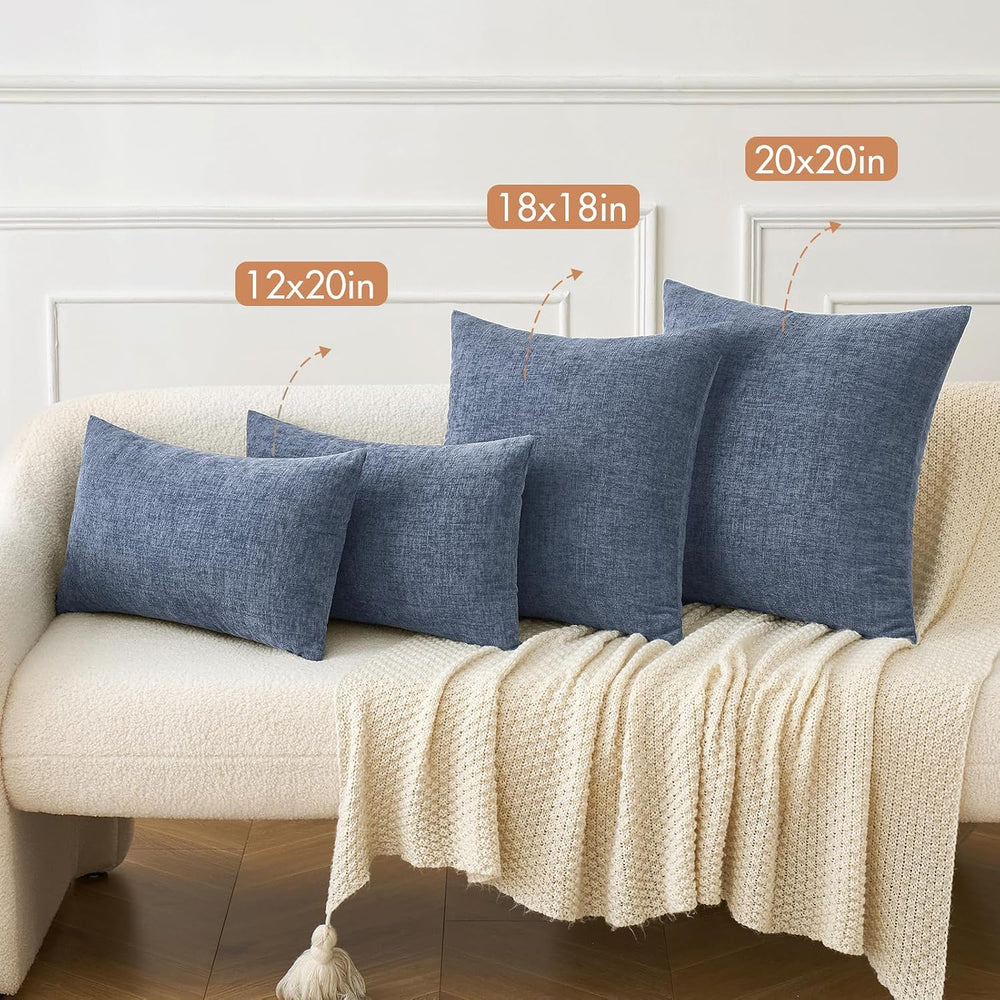 MIULEE Soft Chenille Throw Pillow Covers Dark Grey Blue 20x20 Pack of 2