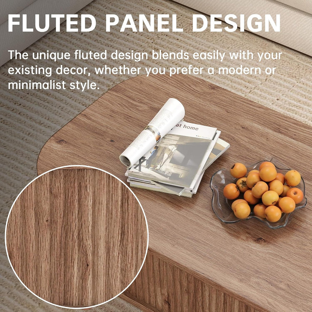 Coffee Table, Fluted Lift Top Coffee Tables for Living Room, Center Tables wi...